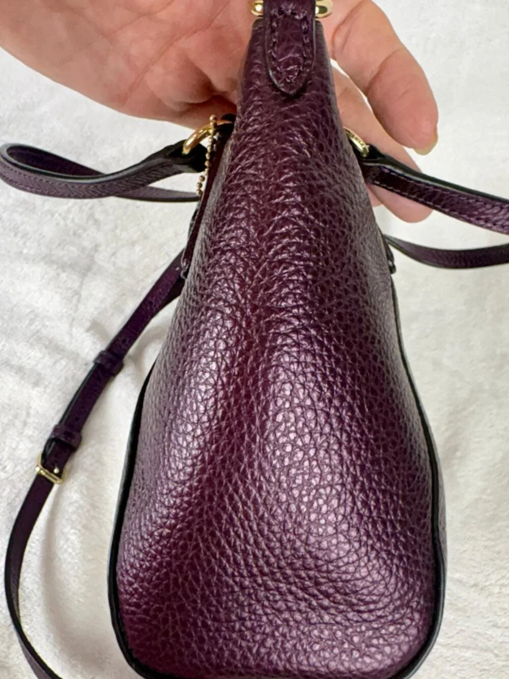 Coach Small Kelsey Satchel in Purple Pebble Leather